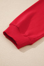 Racing Red Solid Crew Neck Drop Shoulder Plus Size Sweatshirt - MarkoFit