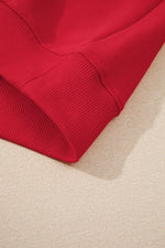 Racing Red Solid Crew Neck Drop Shoulder Plus Size Sweatshirt - MarkoFit