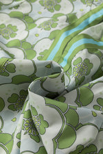 Green Floral Clouds Ruffled Short Sleeve Summer Blouse - MarkoFit