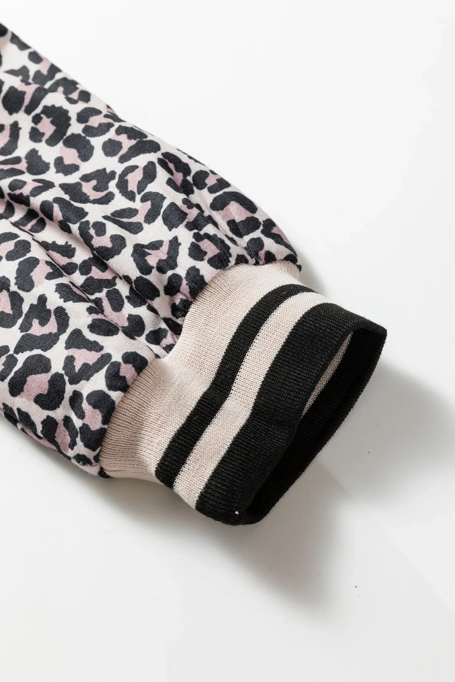 Khaki Leopard Print Half Zip up Blouse - MarkoFit