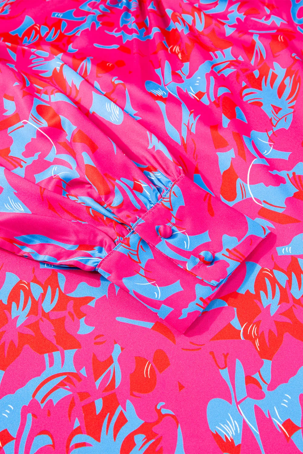 Purple Printed Bubble Sleeve Mock Neck Blouse - MarkoFit