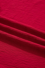 Racing Red Braided Trim V Neck Half Sleeve Blouse - MarkoFit