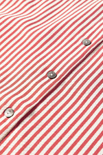 Racing Red Striped Leopard Print Patchwork Button Up Womens Shirt - MarkoFit