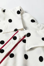 White Polka Dot Print Contrast Piping Elegant Shirt - MarkoFit