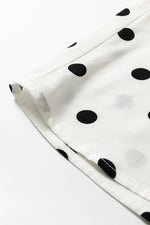 White Polka Dot Print Contrast Piping Elegant Shirt - MarkoFit