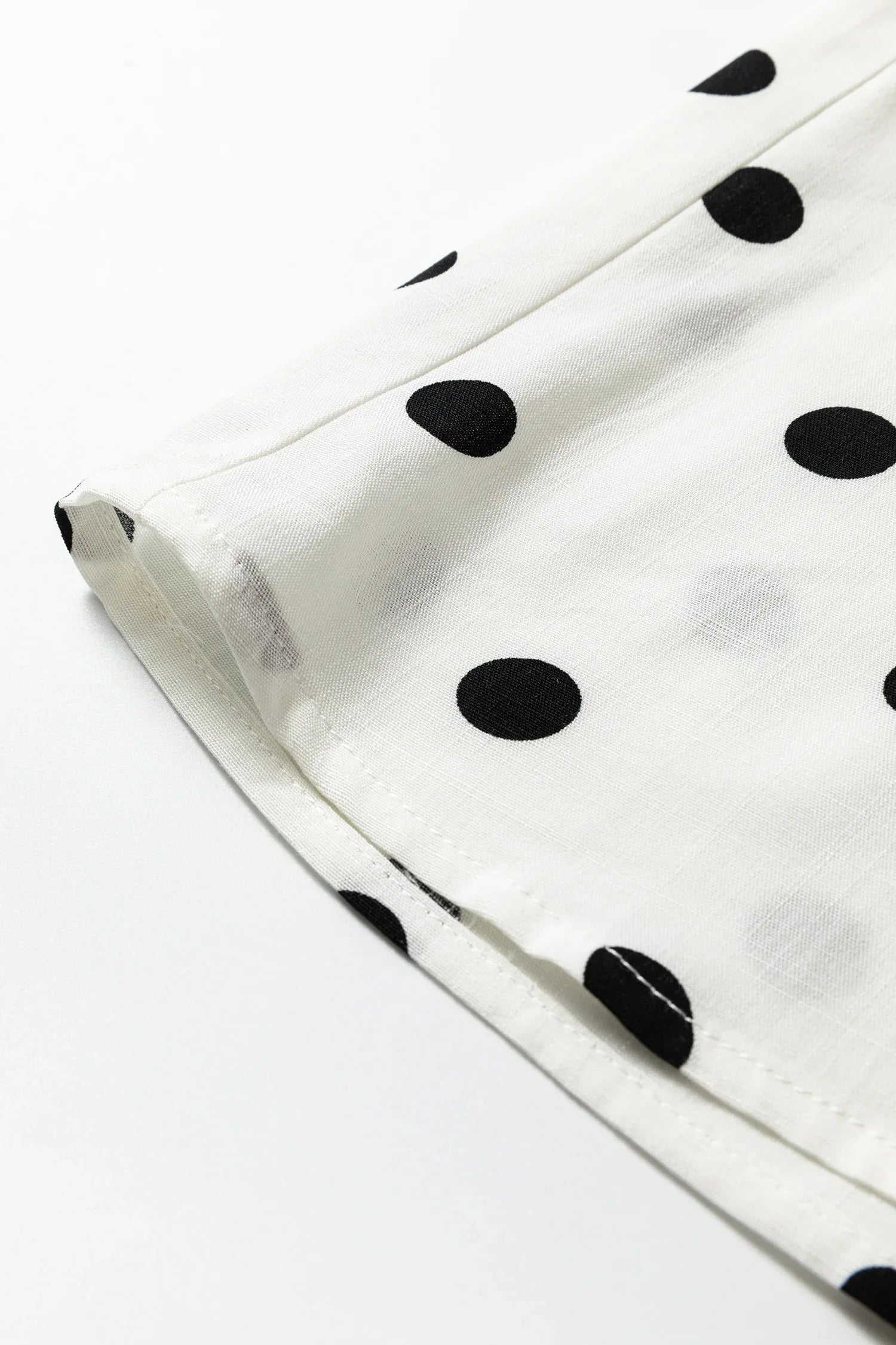 White Polka Dot Print Contrast Piping Elegant Shirt - MarkoFit