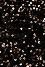 Black Deep V Back Sequin Puff Sleeve Bodysuit - MarkoFit