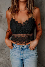 Black Crochet Lace Bralette Crop Top - MarkoFit