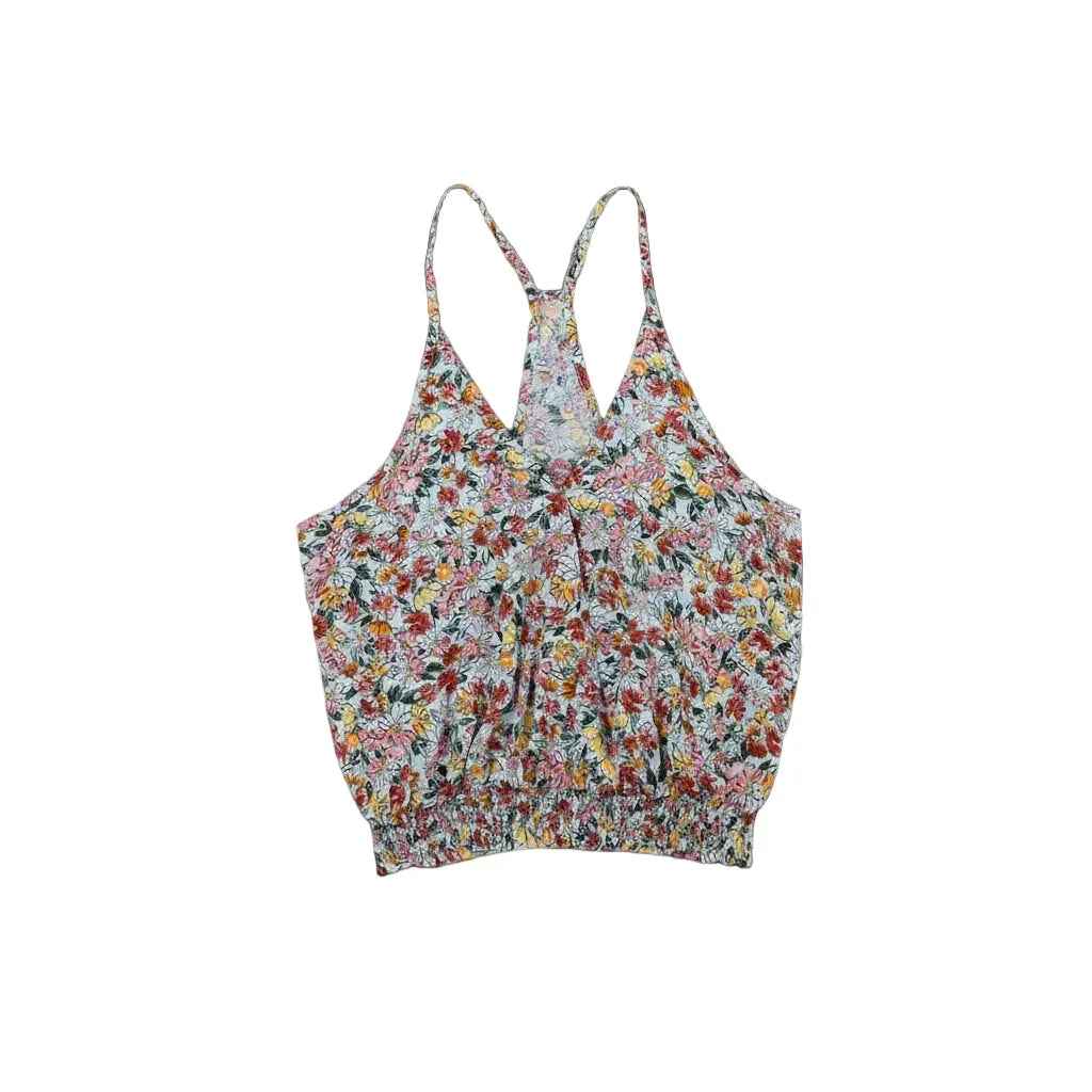 Multicolor Wrapped V Neck Floral Tank Crop Top - MarkoFit