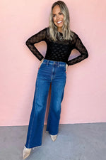 Black Mesh Bow Pattern Long Sleeve Top - MarkoFit