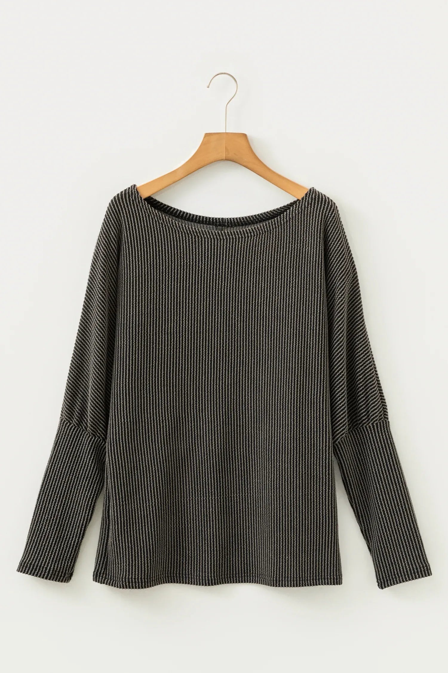 Carbon Grey Twisted Ribbed Dolman Long Sleeve Top - MarkoFit