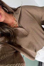 Casual Solid Color Textured Snap Button Collared Baggy Top - MarkoFit