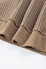 Casual Solid Color Textured Snap Button Collared Baggy Top - MarkoFit