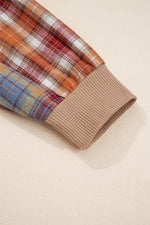 Straw Yellow Waffle Stripe Plaid Patchwork Henley Knit Top - MarkoFit