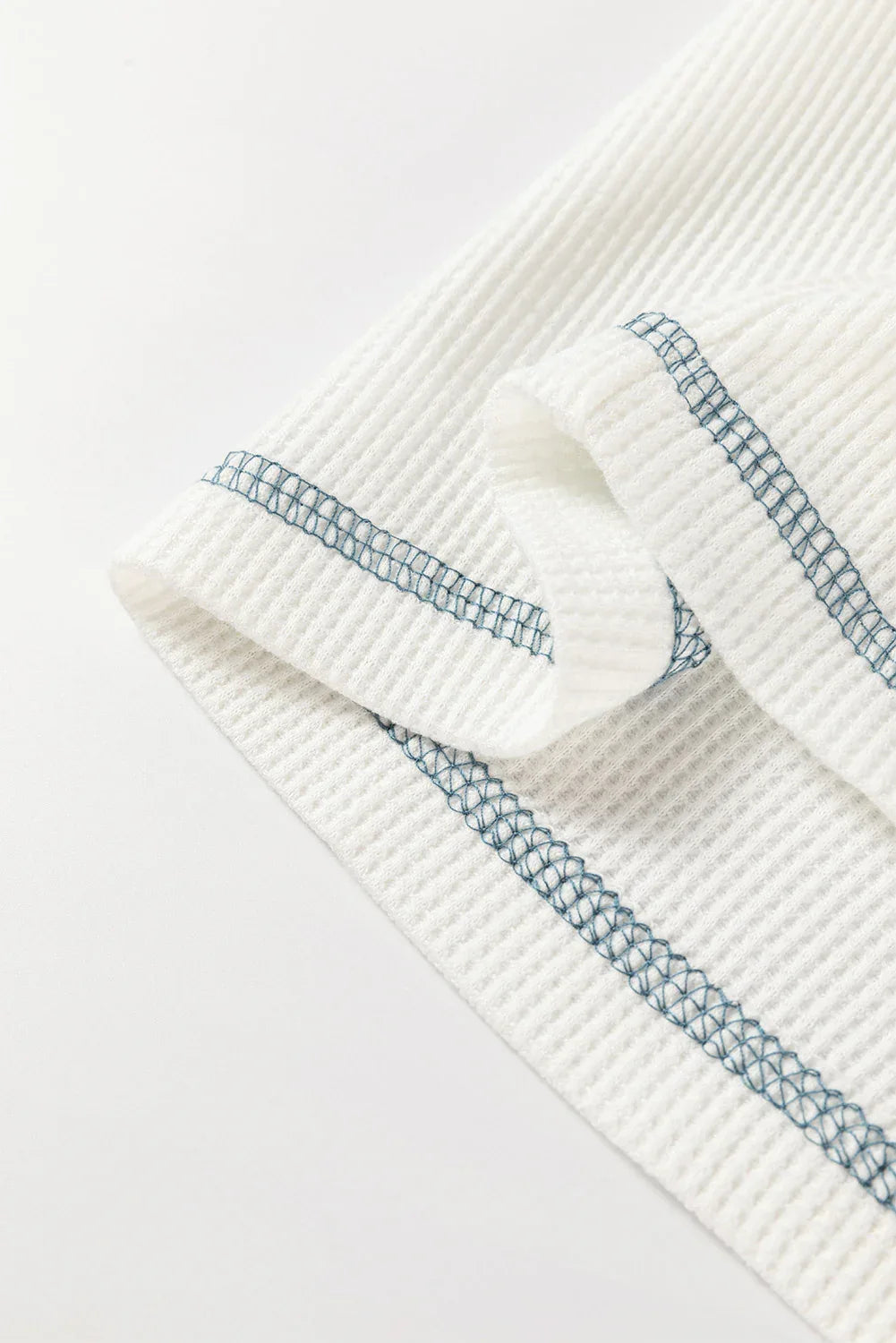 White Floral Patchwork Waffle Knit Raglan Top - MarkoFit