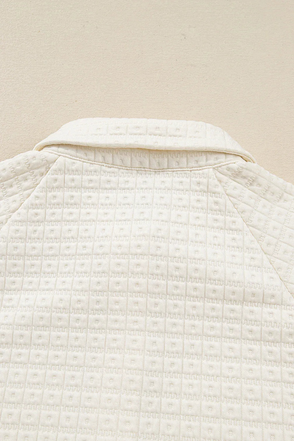 Beige Pineapple Textured Half Button Collared Sweatshirt - MarkoFit