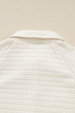 Beige Pineapple Textured Half Button Collared Sweatshirt - MarkoFit