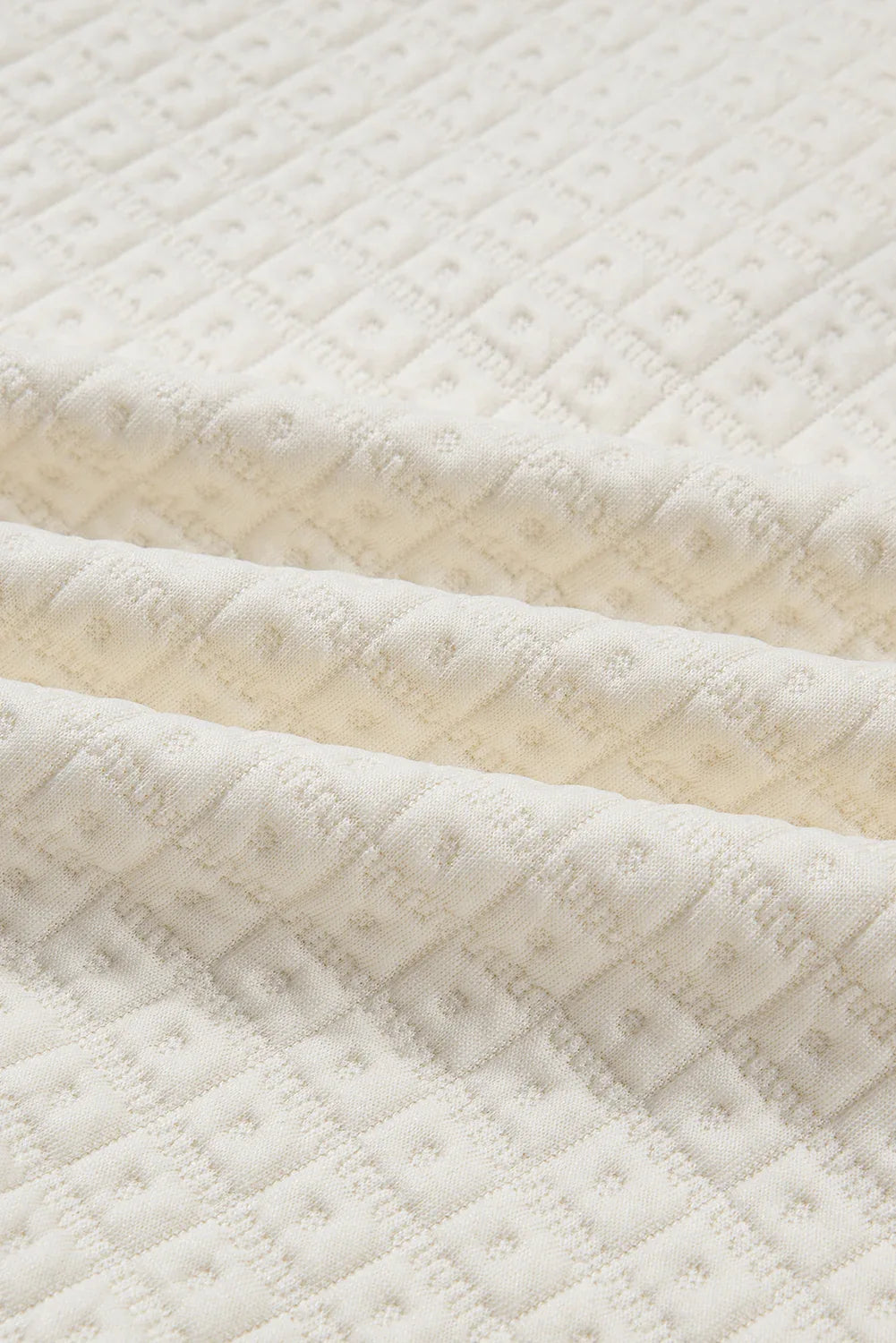 Beige Pineapple Textured Half Button Collared Sweatshirt - MarkoFit