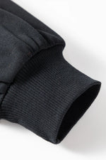 Black Rhinestone Embellished Drop Shoulder Ribbed Cuffs Wholesale Sweatshirt - MarkoFit