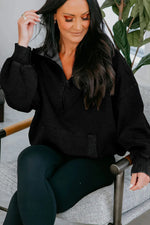 Black Half Zip Kangaroo Pocket Mineral Wash Baggy Hoodie - MarkoFit