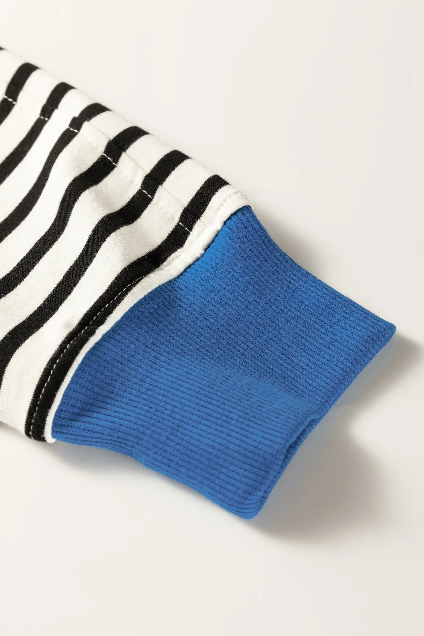 Black Stripe Color Block Patchwork Button Polo Collar Side Slit Sweatshirt - MarkoFit