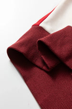 Fiery Red Color Block Patchwork Snap Button Polo Sweatshirt - MarkoFit