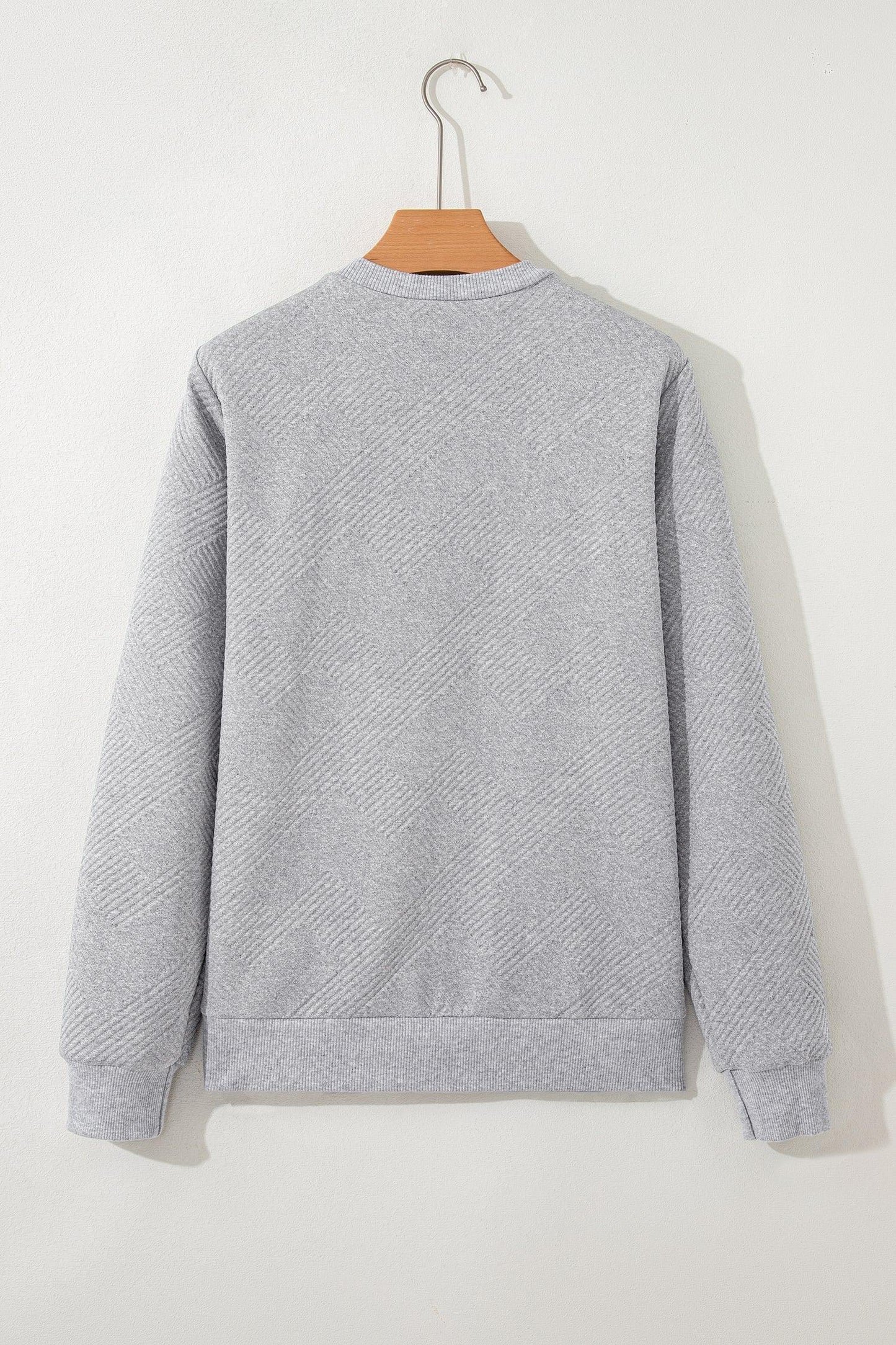 Medium Grey Trendy Textured Half Zip Loose Sweatshirt - MarkoFit