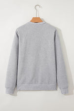 Medium Grey Trendy Textured Half Zip Loose Sweatshirt - MarkoFit