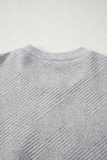 Medium Grey Trendy Textured Half Zip Loose Sweatshirt - MarkoFit