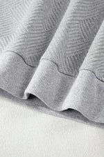 Medium Grey Trendy Textured Half Zip Loose Sweatshirt - MarkoFit