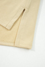 Pale Khaki Floral Applique Baggy Pullover Sweatshirt - MarkoFit