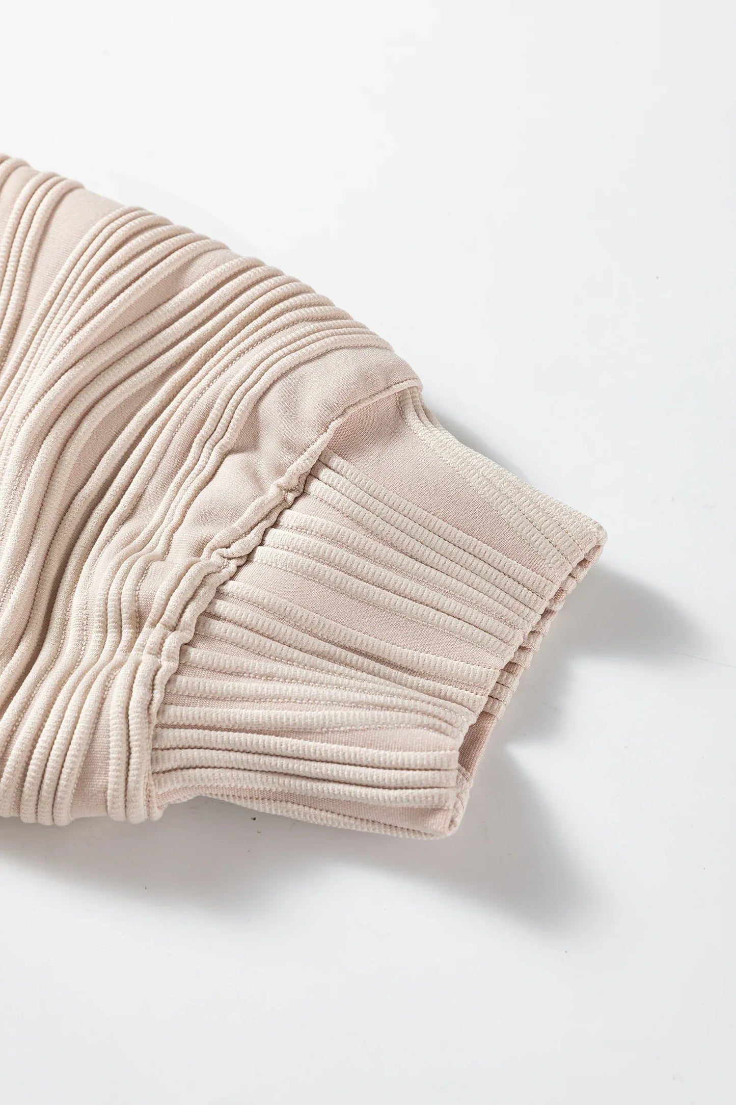 Parchment Solid Color Textured Zip V Neck Pullover Sweatshirt - MarkoFit