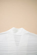 White Solid Color Textured Zip V Neck Pullover Sweatshirt - MarkoFit