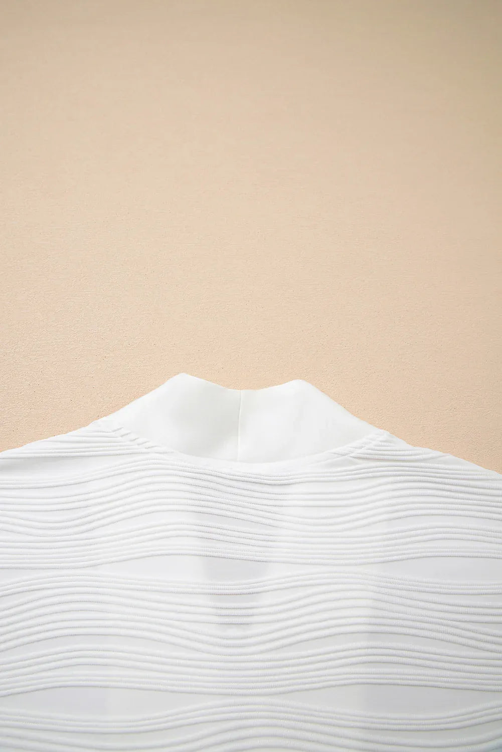 White Solid Color Textured Zip V Neck Pullover Sweatshirt - MarkoFit