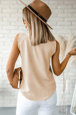 Apricot V Neck Knotted Shoulder Vest - MarkoFit