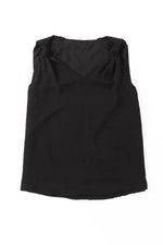 Black V Neck Knotted Shoulder Vest - MarkoFit