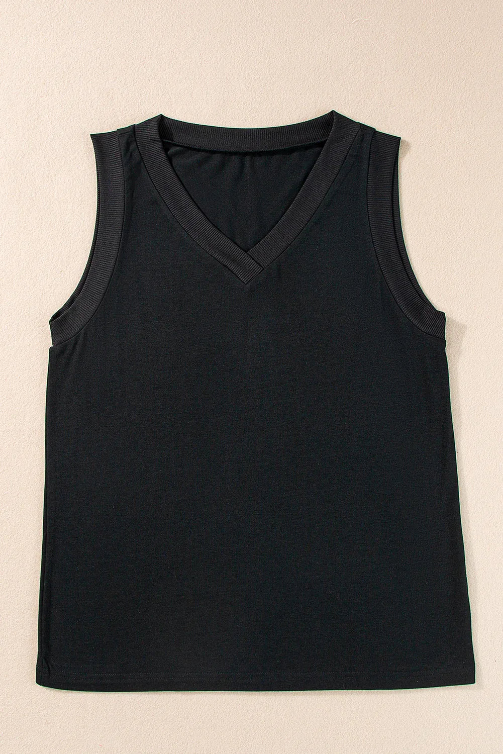 Black Ribbed V Neck Tank - MarkoFit