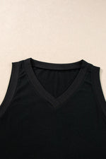 Black Ribbed V Neck Tank - MarkoFit