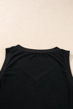 Black Ribbed V Neck Tank - MarkoFit