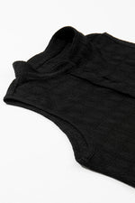 Black Lattice Textured Split Neck Tank Top - MarkoFit