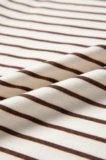 Brown Stripe Ribbed Round Neck Trim Loose Tank Top - MarkoFit