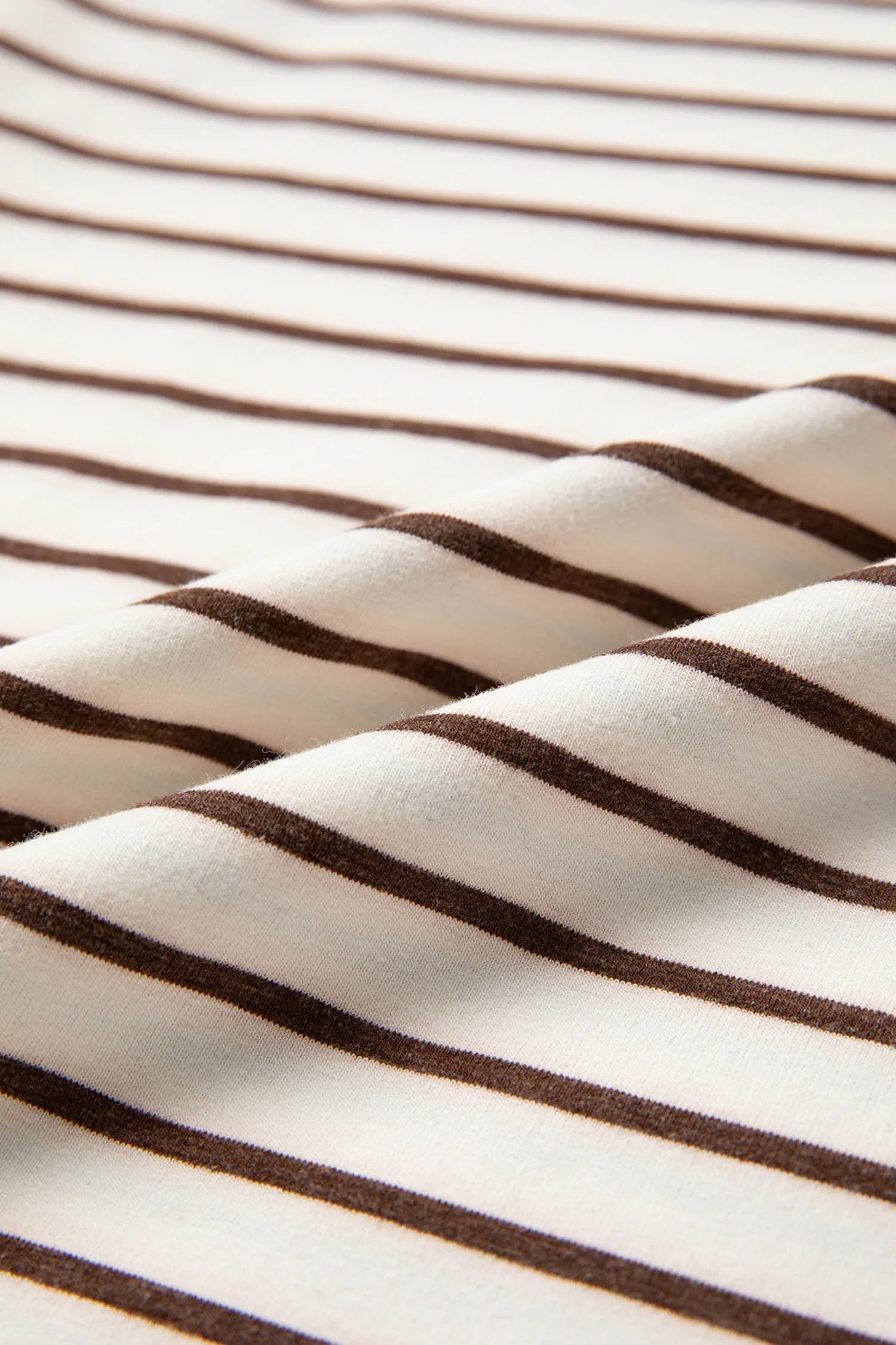 Brown Stripe Ribbed Round Neck Trim Loose Tank Top - MarkoFit