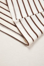 Brown Stripe Ribbed Round Neck Trim Loose Tank Top - MarkoFit