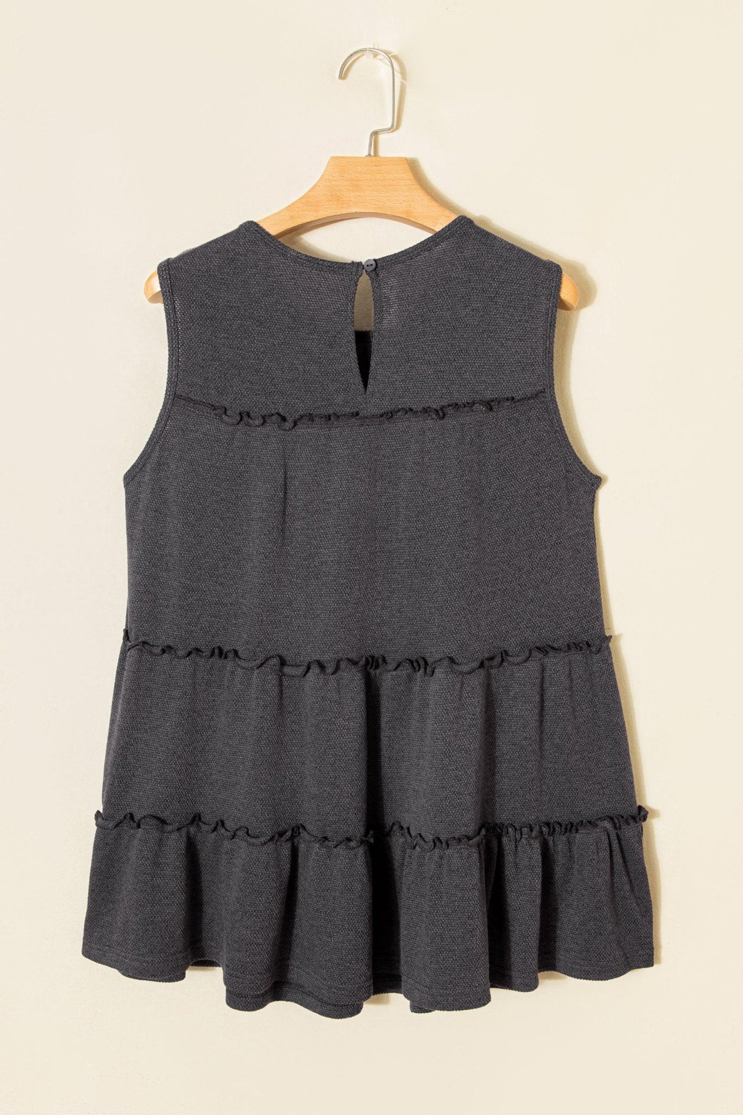 Dark Grey Tiered Frill Trim A-line Tank Top - MarkoFit