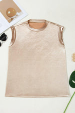 Gold Round Neck Metallic Tank Top - MarkoFit