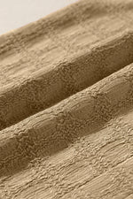 Light French Beige Lattice Textured Split Neck Tank Top - MarkoFit