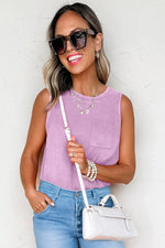 Phalaenopsis Mineral Wash Patched Chest Pocket Casual Tank Top - MarkoFit