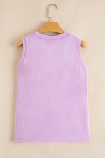 Phalaenopsis Mineral Wash Patched Chest Pocket Casual Tank Top - MarkoFit
