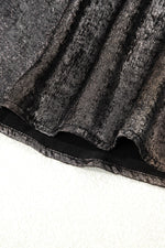 Silvery Metallic Round Neck Ruffle Trim Sleeveless Top - MarkoFit