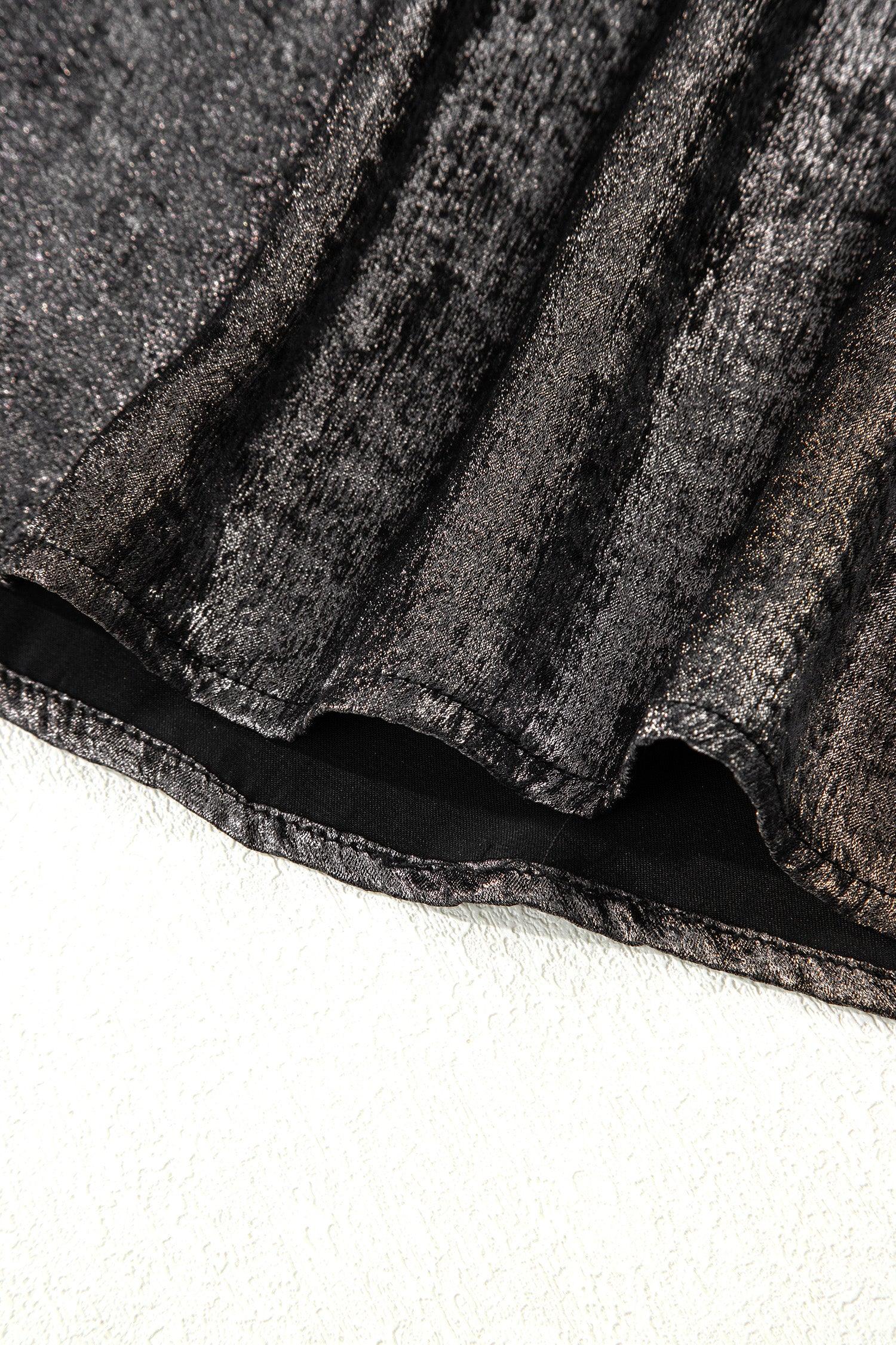 Silvery Metallic Round Neck Ruffle Trim Sleeveless Top - MarkoFit